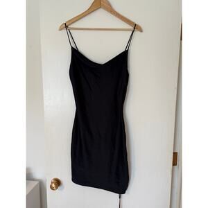 TOPSHOP Black Satin Slip Dress Mini Spaghetti Strap Size 4 ✨